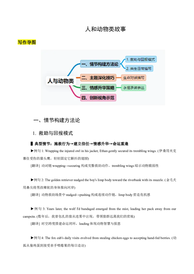 《08人与动物类（原卷版）_英语(2)_专项复习_2025年_2025年新高考英语读后续写主题分类突破》第1页预览