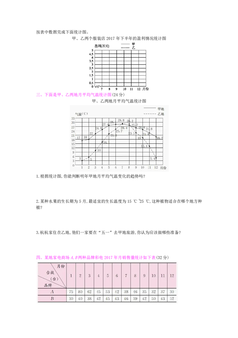 《五年级（下）数学第7单元测试卷《冀教版》_5年级下册同步教辅_5下数学_五下数学翼教版试卷》第2页预览