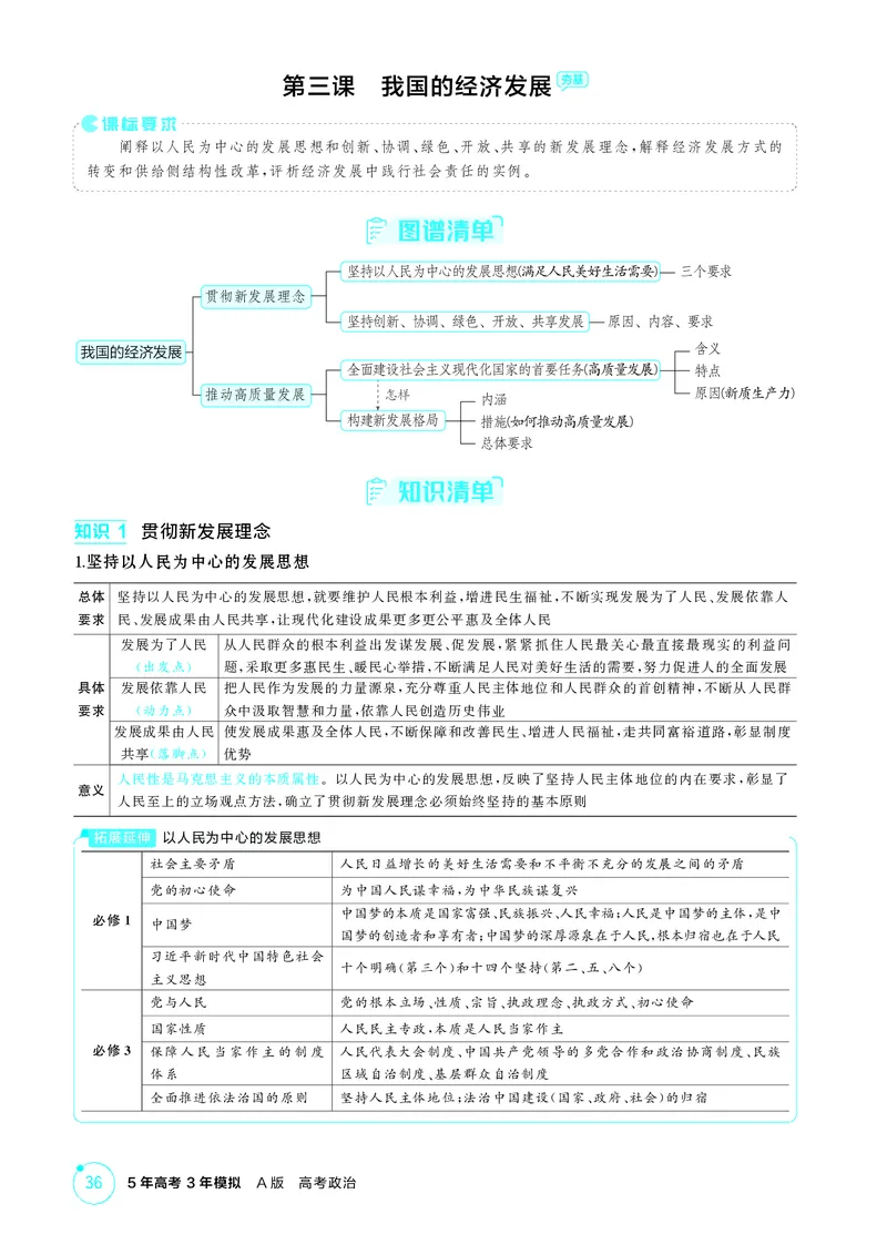 《1_精讲册第三课　我国的经济发展_2026版教学资源包_202653高考总复习A版_广东版_2026版.广东版.选考总复习.政治.5·3A版_一、图书电子教参_必修2经济与社会_第三课我国的经济发展》第1页预览