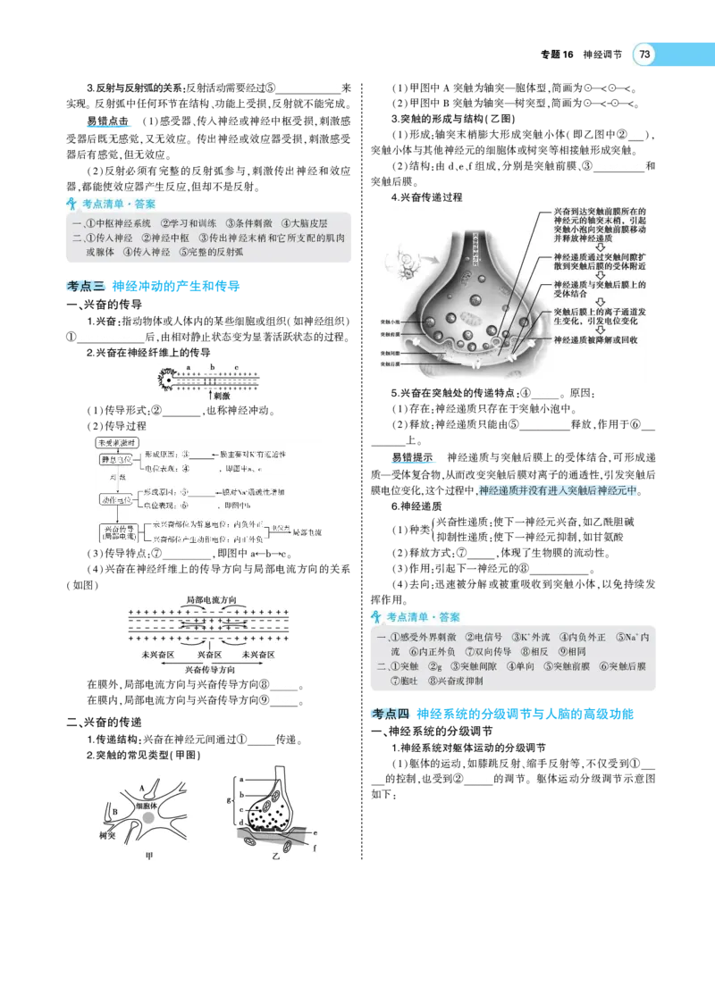 《1_22版专题16　神经调节(1)_2023版教学资源包_2023版新高考版选考总复习生物5·3A版_17_专题十七神经调节_7_专题考点精析》第2页预览