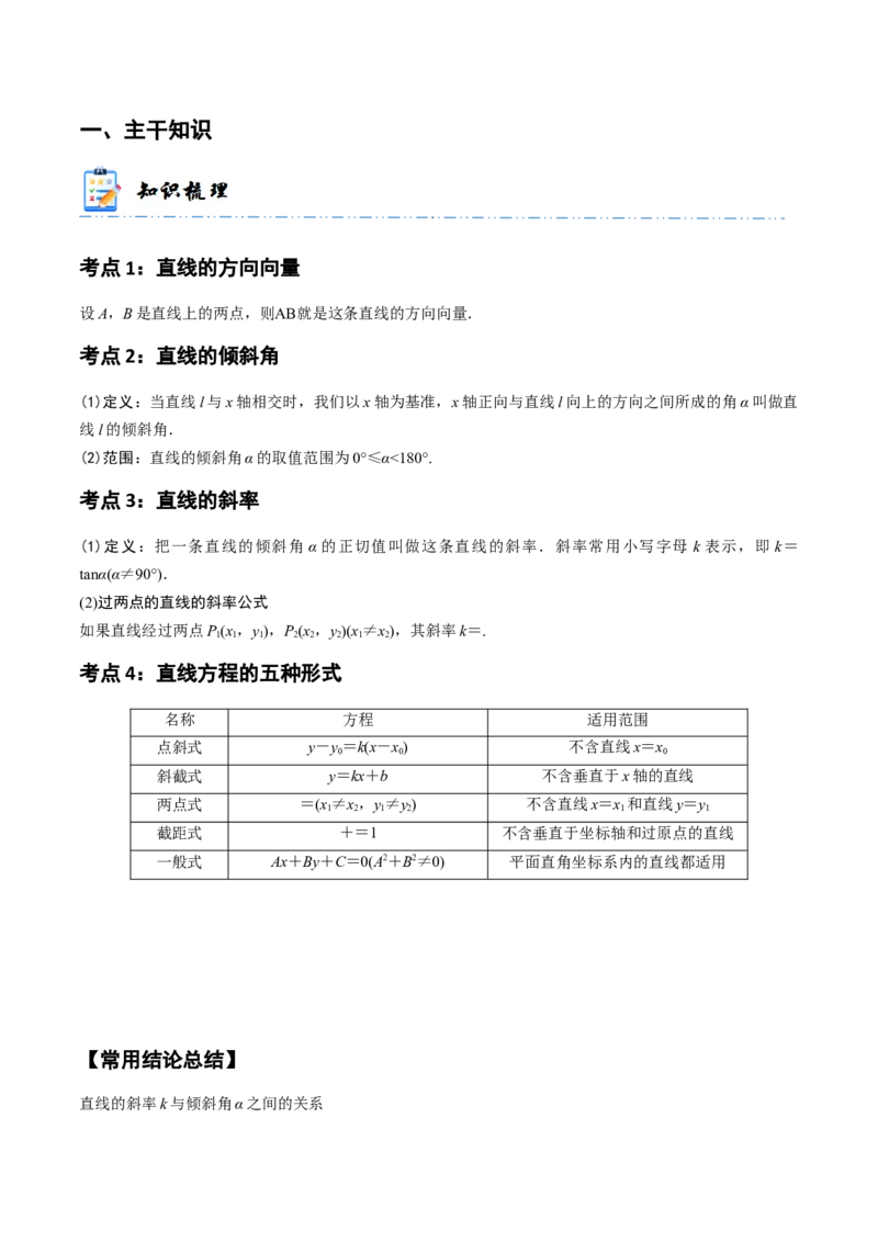 《10-1直线的方程(精讲精练）（原卷版）_数学_一轮复习_2024年_2024新高考数学大一轮高频考点与题型分类60份资料_资料》第2页预览