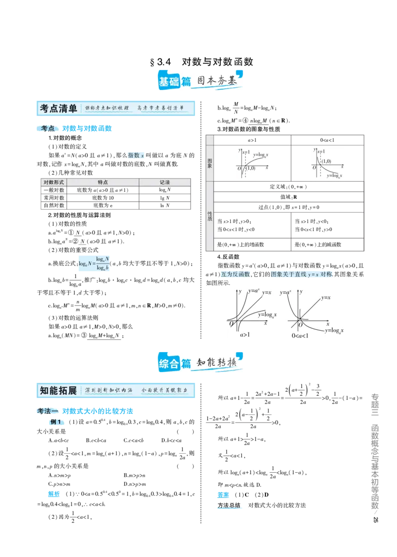 《1_3.4专题考点精析（解释：22版53A对应专题讲解pdf文件）(1)_2023版教学资源包_2023版新高考版高考总复习数学5·3A版_8_专题三34对数与对数函数_6_专题考点精析》第1页预览