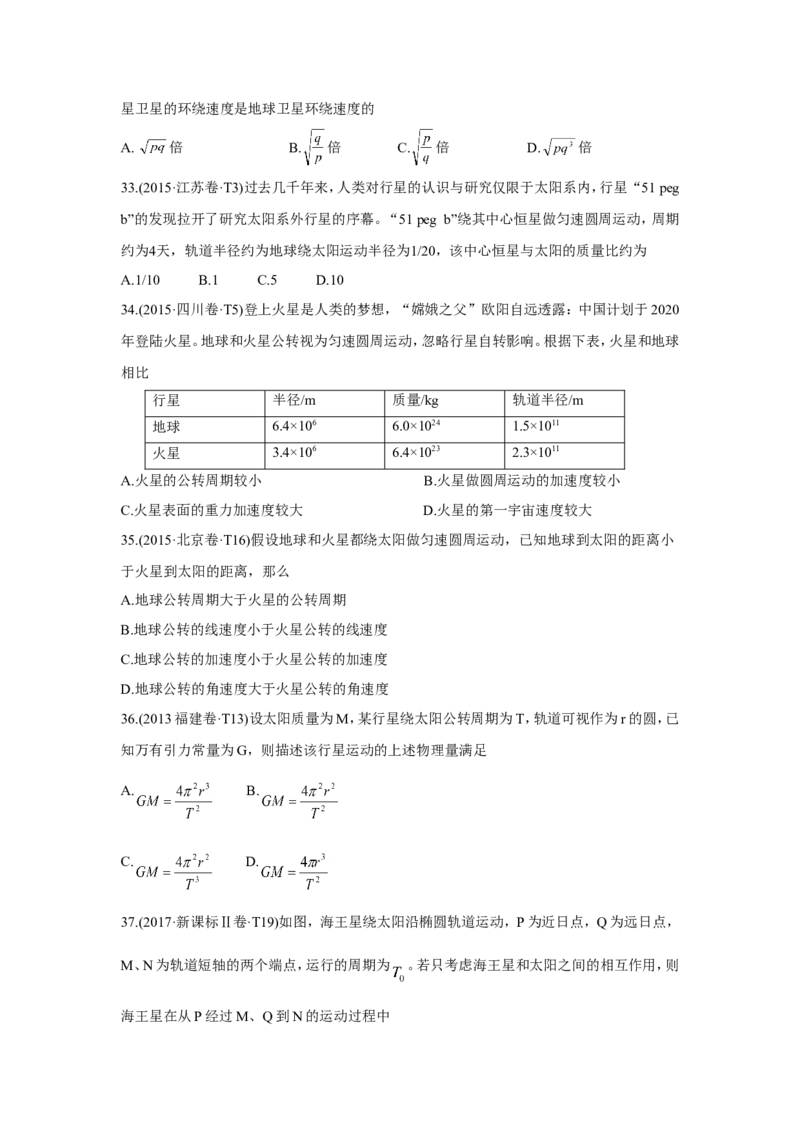 《2010-2019年高考物理真题分专题训练专题06万有引力定律与航天（学生版）_初高中资料库_高中资料库（转存避免链接过期失效）_高中物理》第8页预览