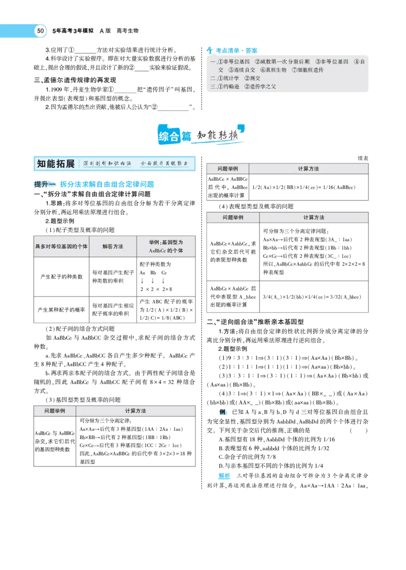 《1_22版专题11　基因的自由组合定律(1)_2023版教学资源包_2023版新高考版选考总复习生物5·3A版_12_专题十二基因的自由组合定律_6_专题考点精析》第2页预览