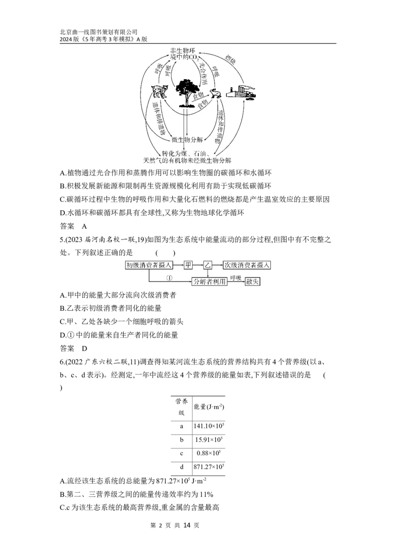 《1_23-专题二十三　生态系统及其稳定性（分层集训word）_2024版教学资源包_2024版.新高考版生物.5·3A版_23_专题二十三生态系统及其稳定性_3_习题WORD》第2页预览