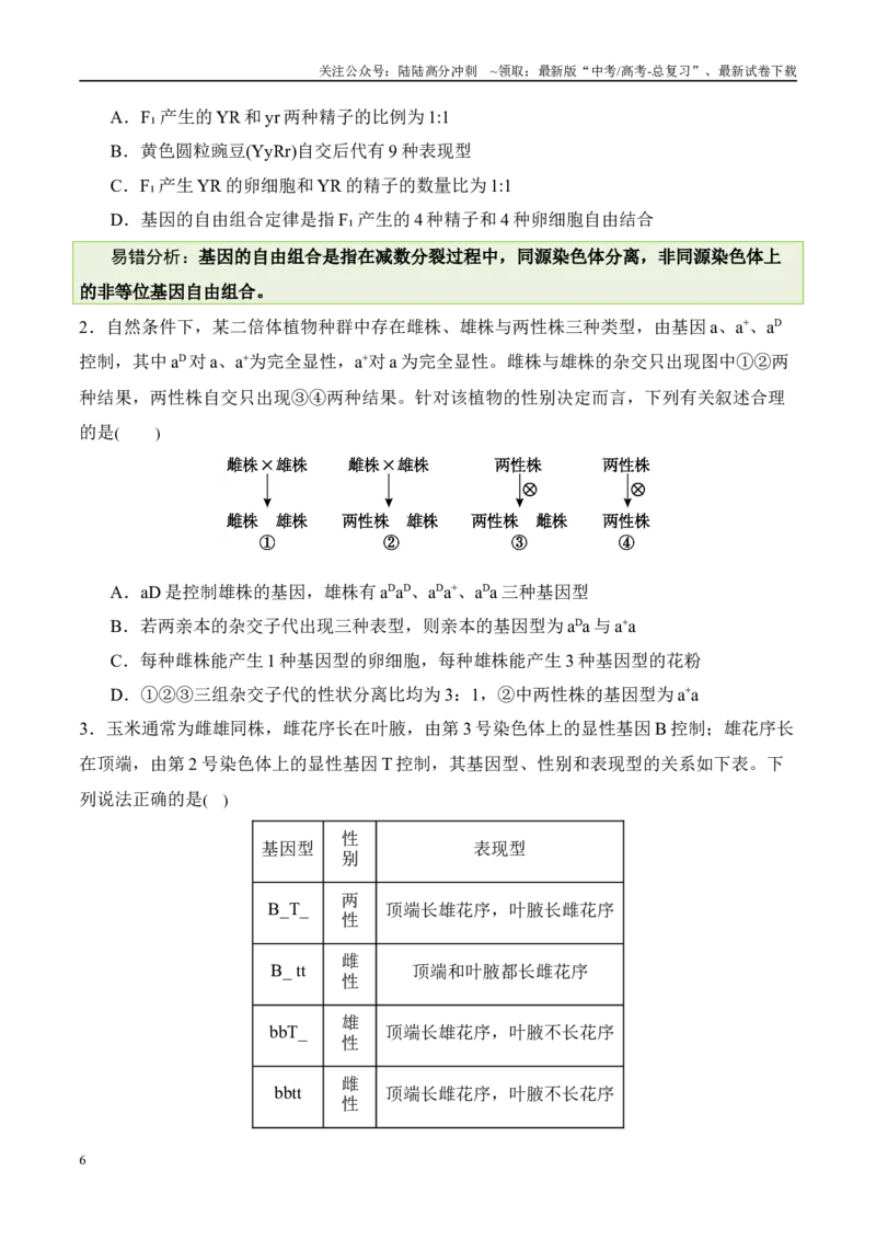 《（消灭易错）遗传与变异难点易错（学生版）（5大题组）_06-生物-高考总复习_专项复习_2025年_2025年高考生物考试易错题（新高考通用）》第6页预览