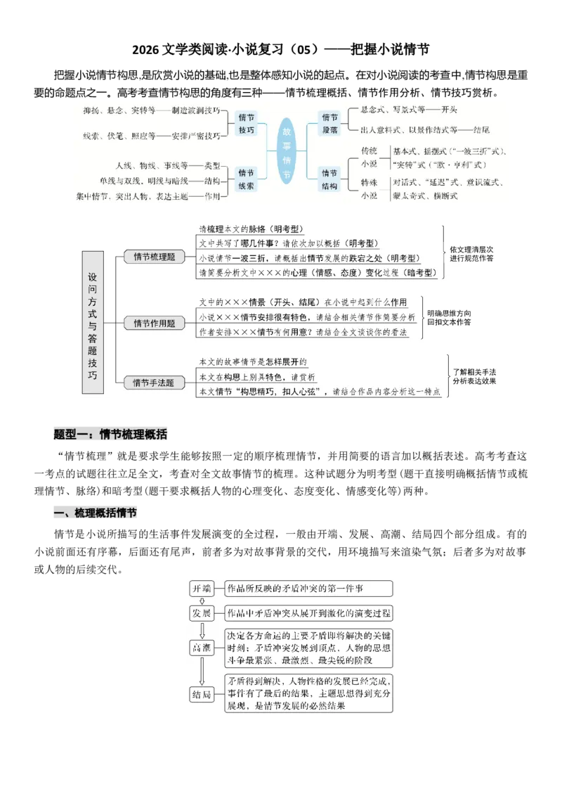 《高考语文复习：把握小说情节_专项复习_2026年-语文专项复习_372026年新高考语文专题复习考点前沿+教考衔接》第1页预览