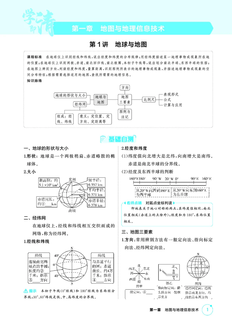 《1_精讲册第一章_2026版教学资源包_202653高考总复习A版_广东版_2026版.广东版.选考总复习.地理.5·3A版_第一章地图与地理信息技术_2_精讲册PDF》第1页预览
