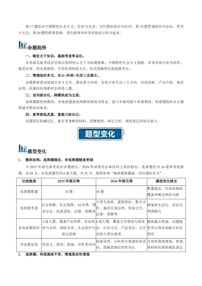 《高考政治真题完全解读（湖北卷）_zheng治_2027年高考政治一轮_2027年高考思想政治真题完全解读-G338_2027版》第2页预览