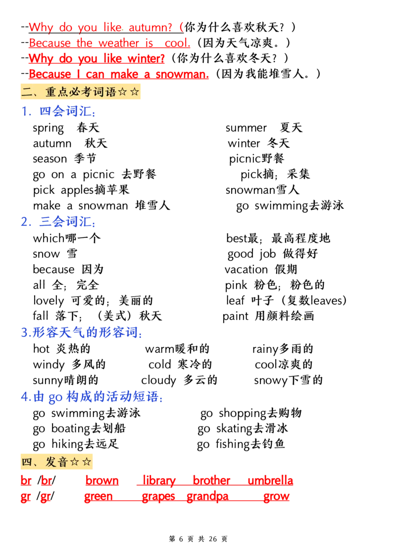 《五（下）英语（人教PEP）知识点归纳_5年级下册同步教辅_5下英语_五下英语人教版PEP资料》第6页预览