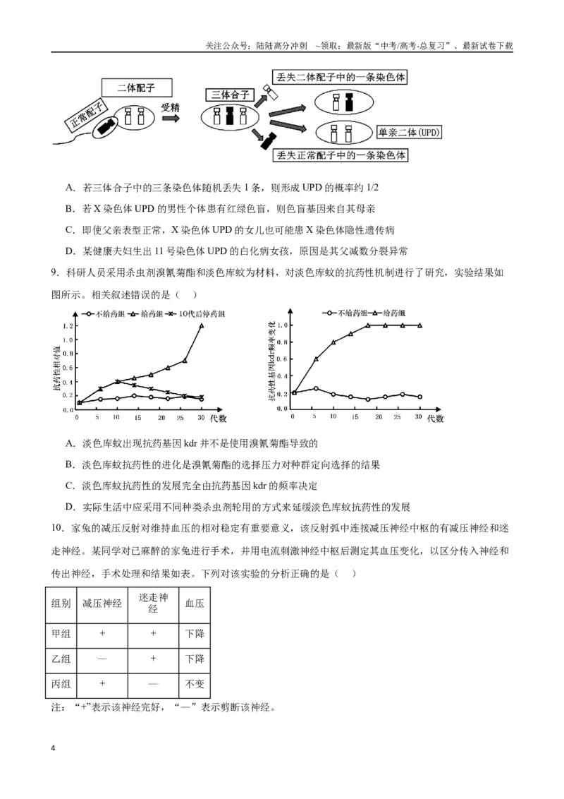 《黄金卷（考试版）-2024年高考生物模拟卷（甘肃专用）_06-生物-高考总复习_一轮复习_2024年_2024年高考生物一模拟卷（新高考七省专用）》第4页预览