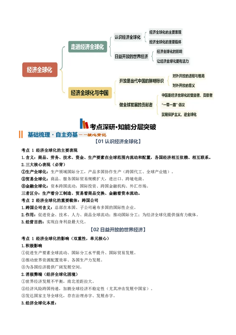 《专题03经济全球化（知识清单）（全国通用）（学生版）_zheng治_2027年高考政治一轮_2027年高考政治一轮复习讲义+练习+课件（新教材新高考）-G55_2027版》第2页预览