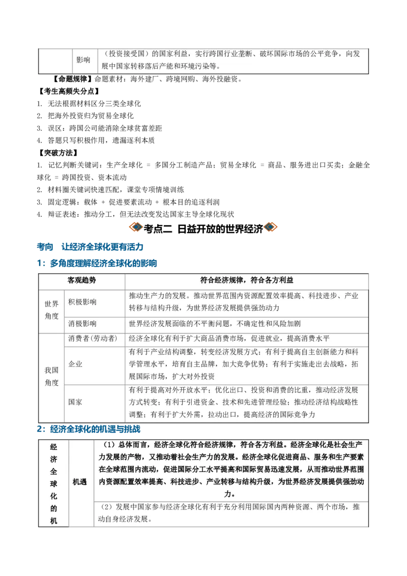 《专题03经济全球化（知识清单）（全国通用）（学生版）_zheng治_2027年高考政治一轮_2027年高考政治一轮复习讲义+练习+课件（新教材新高考）-G55_2027版》第5页预览
