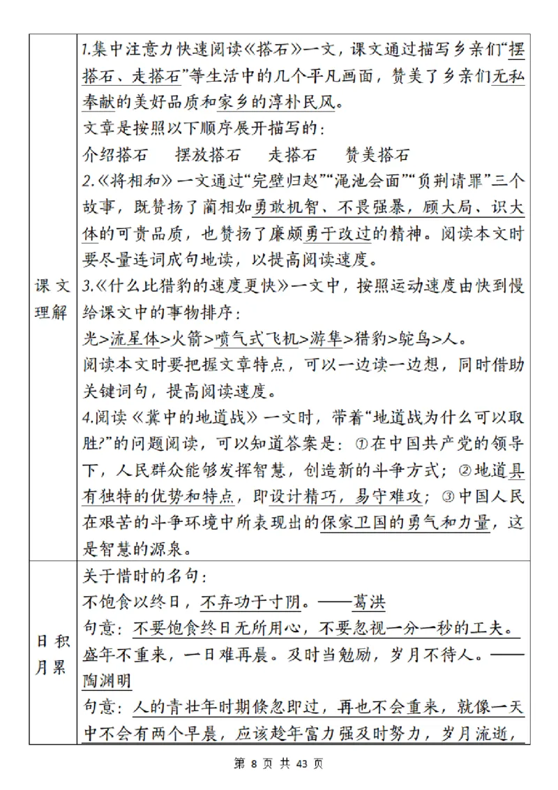 《五（上）语文1-8单元梳理＋专项_5年级上册同步教辅_5上语文》第8页预览