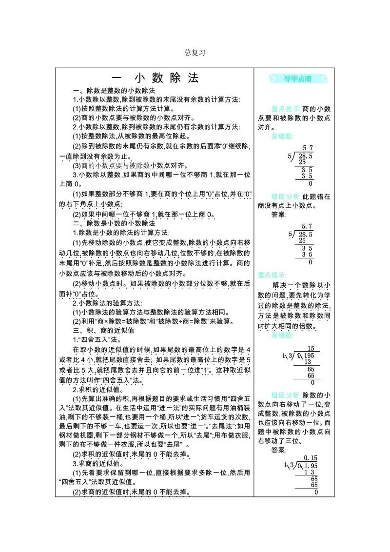 《五（上）数学（北师大）知识要点_5年级上册同步教辅_5上数学_五上数学北师大版试卷》第1页预览
