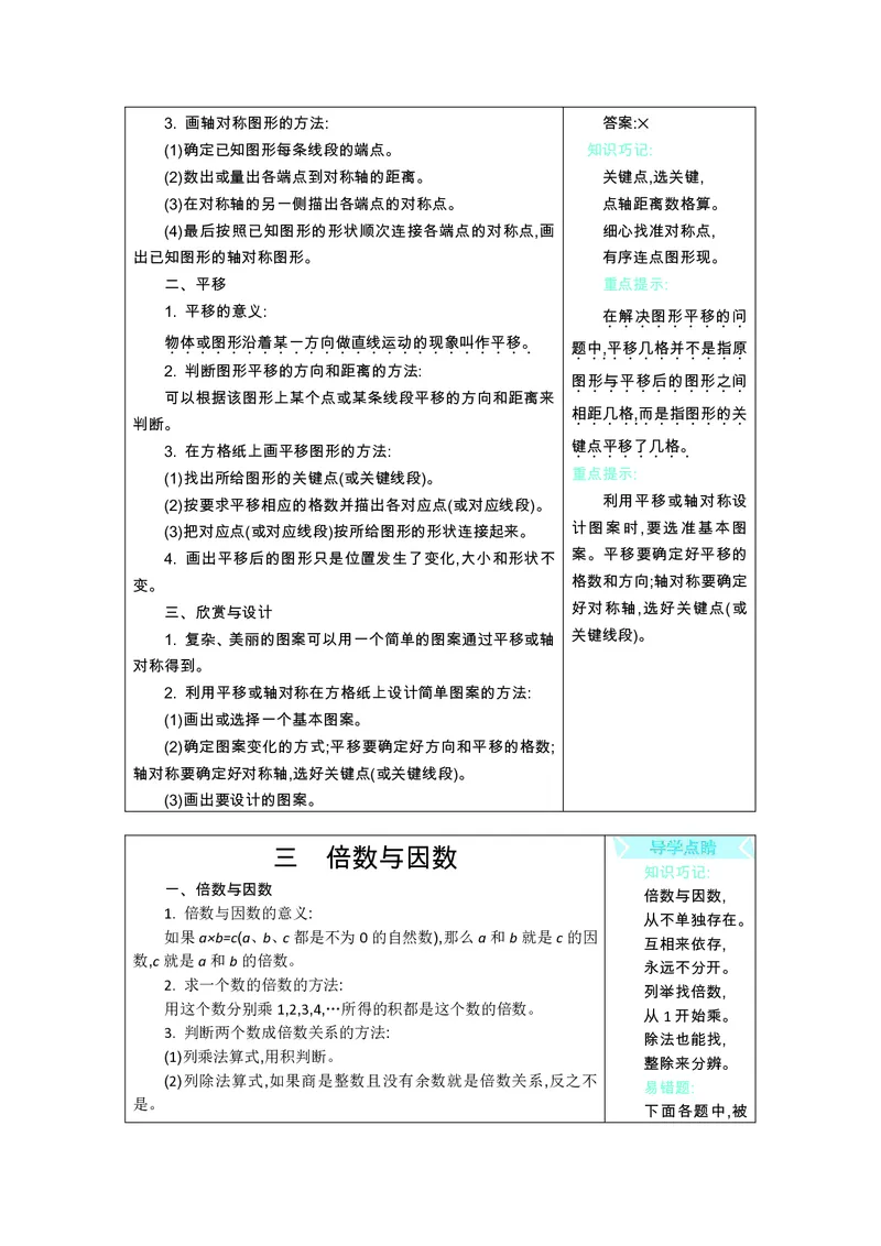 《五（上）数学（北师大）知识要点_5年级上册同步教辅_5上数学_五上数学北师大版试卷》第3页预览