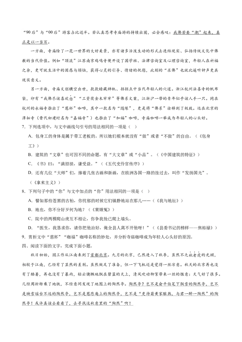 《08标点符号（原卷版）_语文_二轮复习_2025年_2025年新高考语文二轮复习高频考点重难点强化训练卷_资料》第3页预览