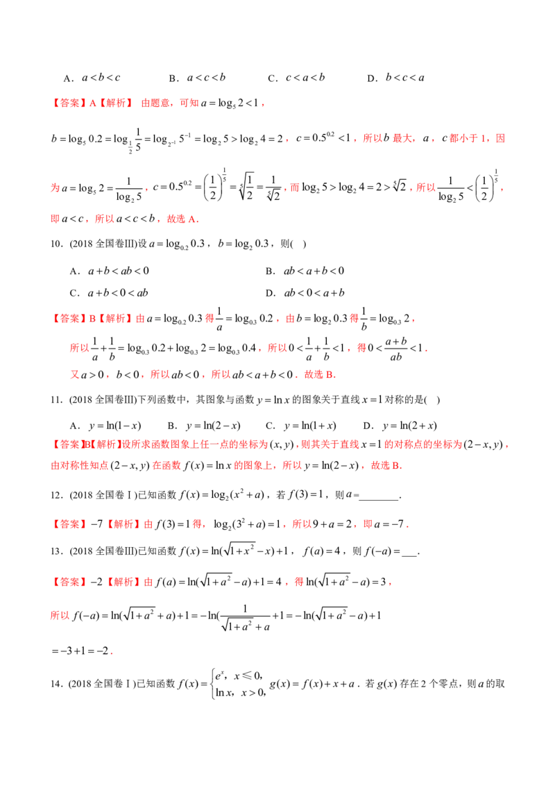 《2011-2020年高考数学真题分专题训练专题06基本初等函数（教师版含解析）_初高中资料库_高中资料库（转存避免链接过期失效）_高中数学》第9页预览