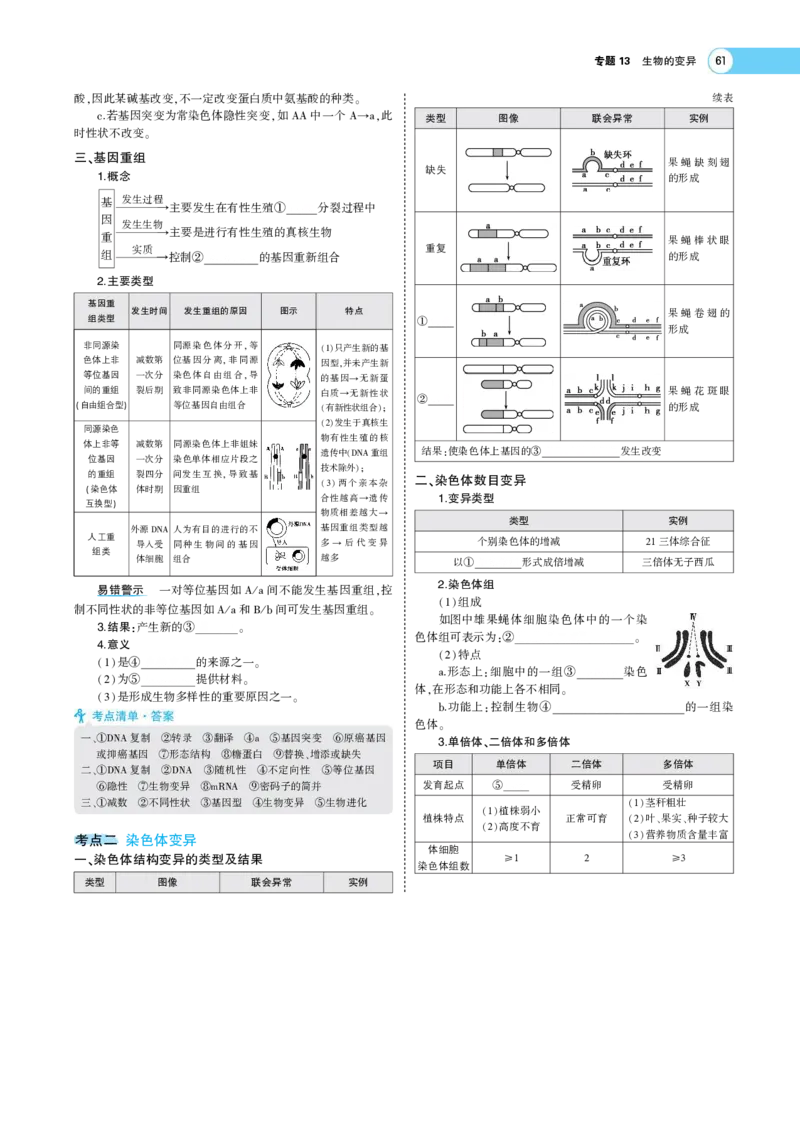 《1_22版专题13　生物的变异(1)_2023版教学资源包_2023版新高考版选考总复习生物5·3A版_14_专题十四生物的变异_7_专题考点精析》第2页预览