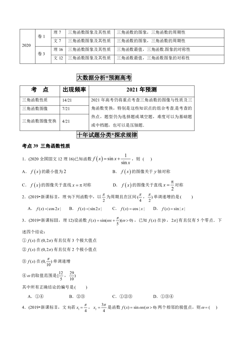 《2011-2020年高考数学真题分专题训练专题12三角函数图象与性质（学生版）_初高中资料库_高中资料库（转存避免链接过期失效）_高中数学》第2页预览