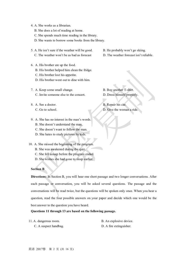 《2017年1月上海英语高考(春考)试卷重制版(1)_高考一二三轮复习_英语_2027年高考英语专项更新中_2008年-2026年英语高考真题-G427_2008-2020年高考_2008-2020年_地方卷_上海高考英语真题04-19》第2页预览