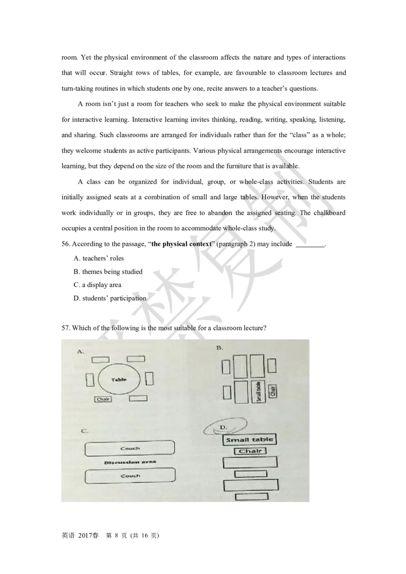 《2017年1月上海英语高考(春考)试卷重制版(1)_高考一二三轮复习_英语_2027年高考英语专项更新中_2008年-2026年英语高考真题-G427_2008-2020年高考_2008-2020年_地方卷_上海高考英语真题04-19》第8页预览