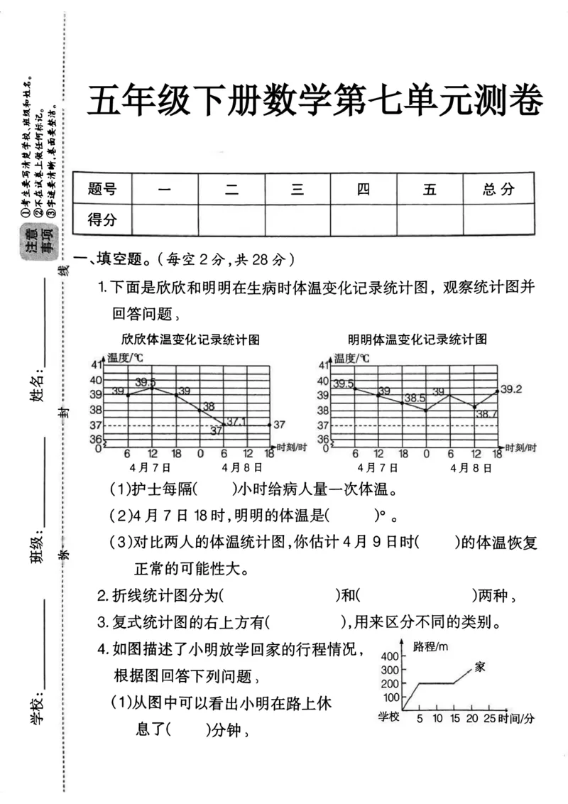 《五年级(下)数学第七单元测试卷_01_5年级下册同步教辅_5下数学_五下数学人教版试卷》第1页预览