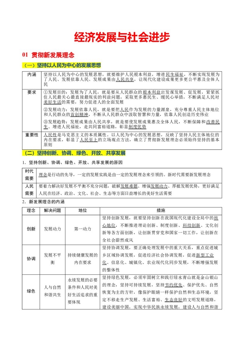 《晨读知识点3--经济发展与社会进步-8页_zheng治_2026年_2026年高考政治一轮复习复习晨读晚练系列（核心知识＋专项训练）-G397_资料》第1页预览