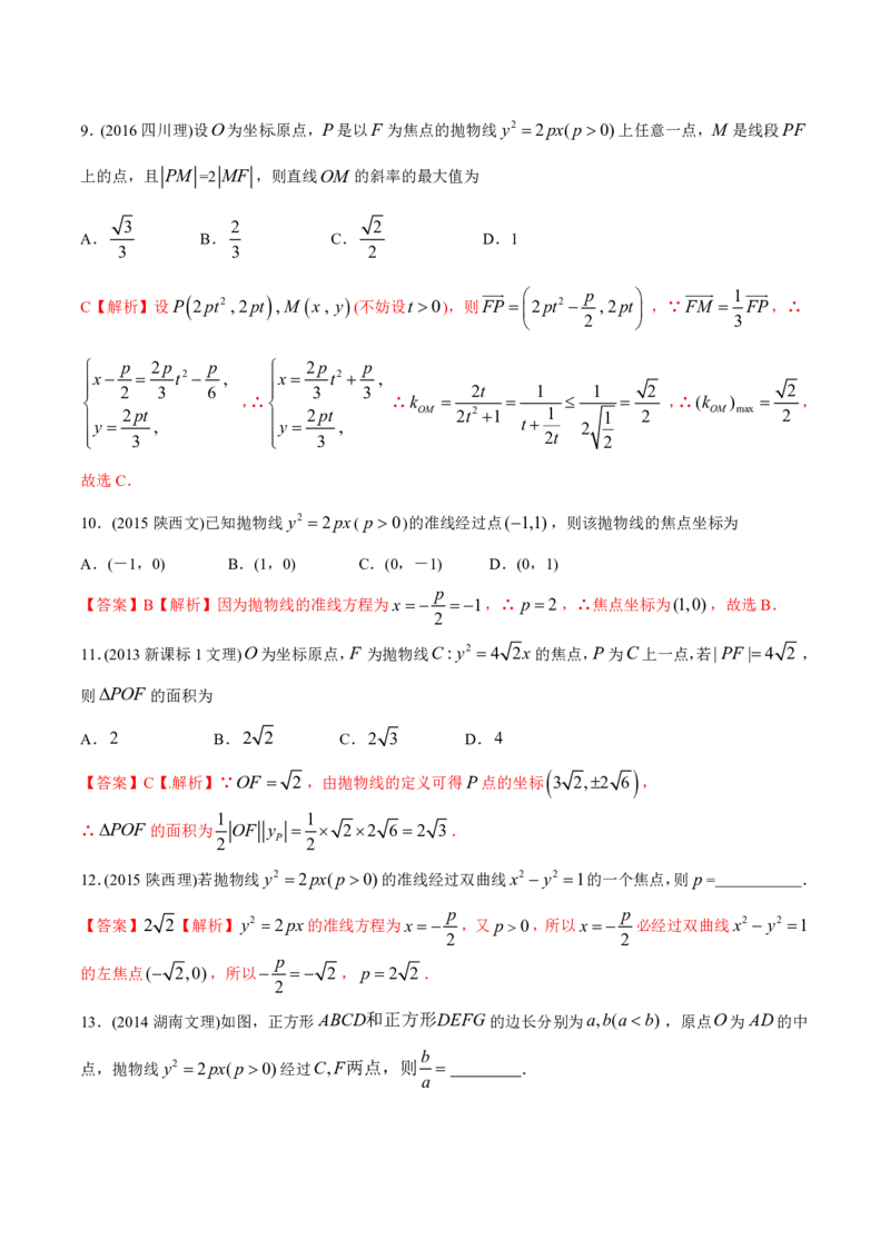 《2011-2020年高考数学真题分专题训练专题28抛物线（教师版含解析）_初高中资料库_高中资料库（转存避免链接过期失效）_高中数学》第5页预览