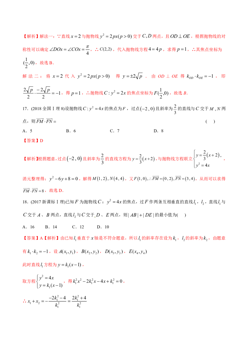 《2011-2020年高考数学真题分专题训练专题28抛物线（教师版含解析）_初高中资料库_高中资料库（转存避免链接过期失效）_高中数学》第7页预览