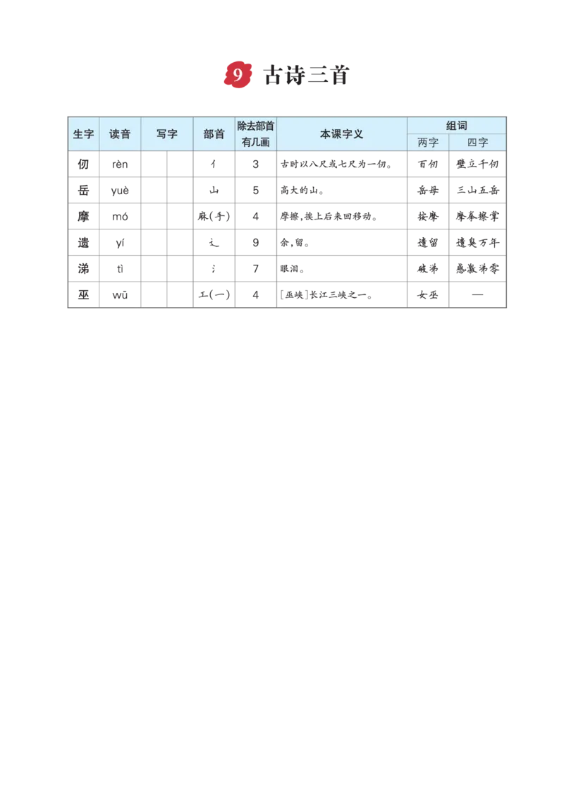 《五（下）语文生字每课预习单（教用）_5年级下册同步教辅_5下语数英寒假作业》第5页预览