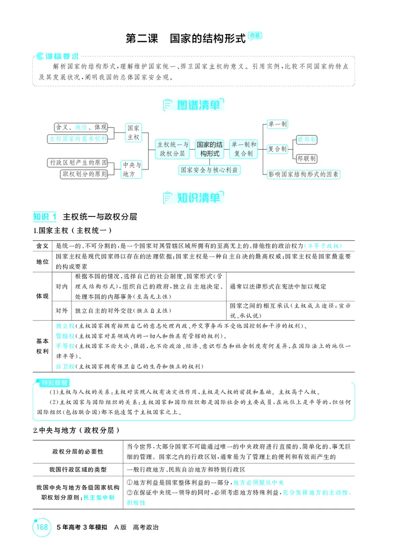 《1_精讲册第二课　国家的结构形式_2026版教学资源包_202653高考总复习A版_广东版_2026版.广东版.选考总复习.政治.5·3A版_一、图书电子教参_选择性必修1当代国际政治与经济_4_PDF教参电子书》第1页预览