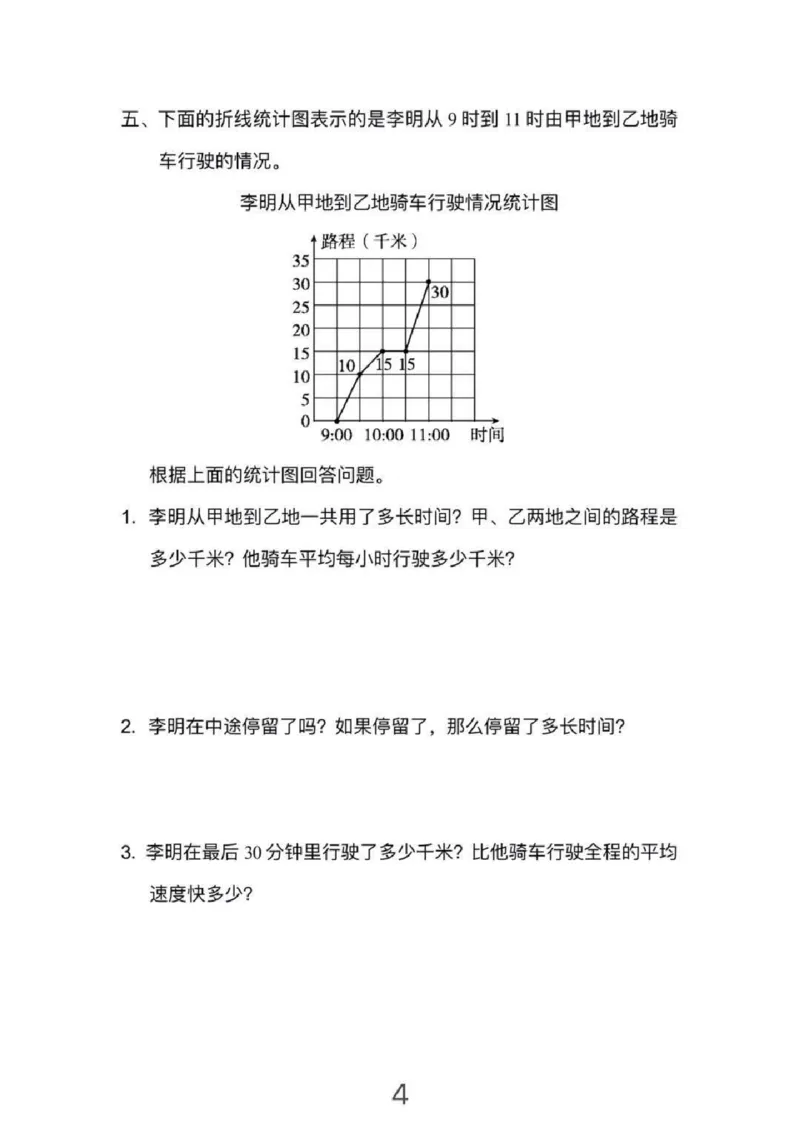 《五年级(下)数学七单元折线统计图《冀教版》_5年级下册同步教辅_5下数学_五下数学翼教版试卷》第4页预览