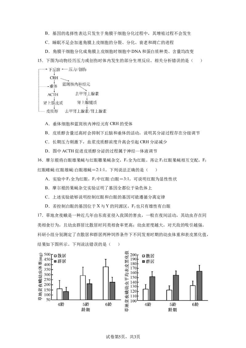 《23_河北省“五个一”名校联盟2025届高三上学期第一次联考生物试卷_2026版教学资源包_202653高考总复习A版_新高考_生物_教师A版2026年.新高考版.生物.53_优质模拟题精选（Word）》第5页预览
