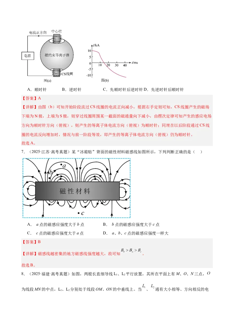 《专题10磁场（3年汇编）（全国通用）（教师版）_地理_2027年高考地理专项复习_三年（2024-2026）高考物理真题分类汇编（全国通用）-C420》第6页预览