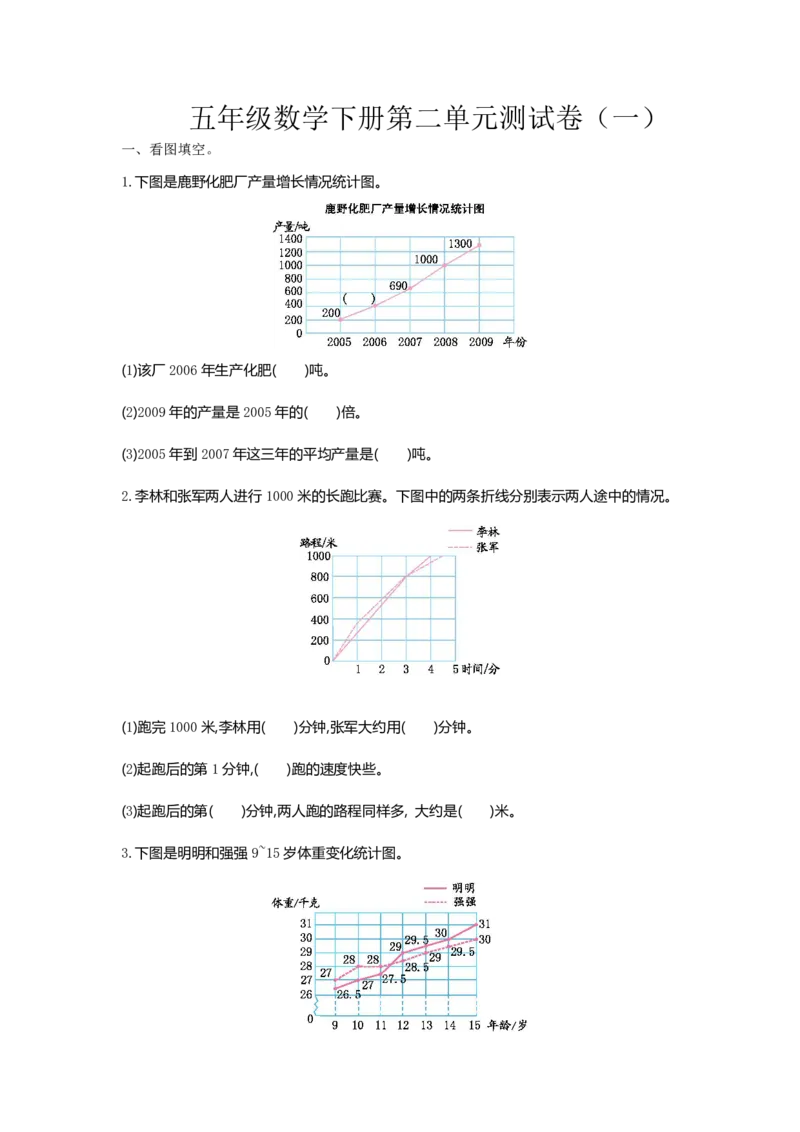 《五年级（下）数学第二单元检测卷.1苏教版_5年级下册同步教辅_5下数学_五下数学苏教版试卷》第1页预览