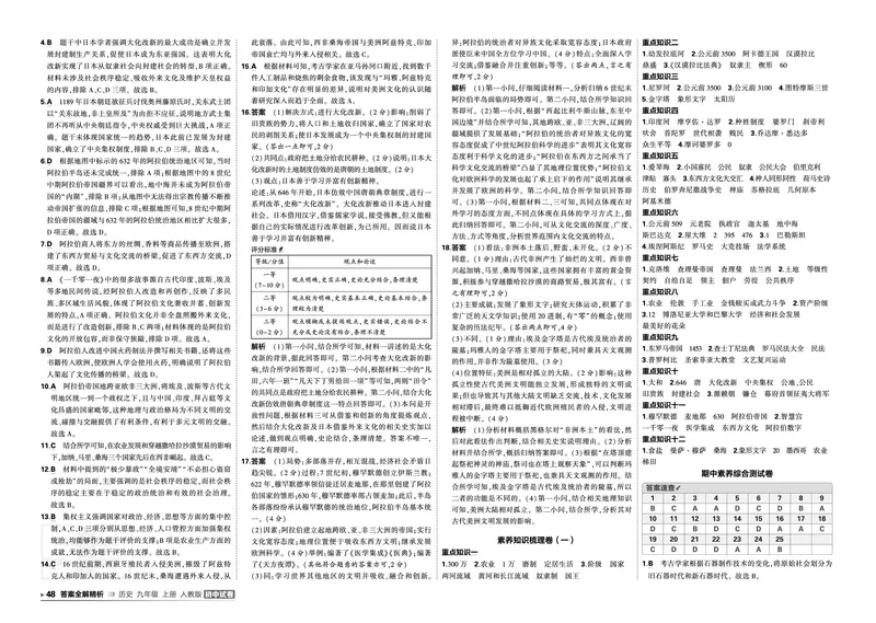 《2027《初中53同步试卷》历史9上答案_2026秋初中教辅合集_2026秋53系列_2027《曲一线•53初中试卷》9上历史（人教）》第4页预览
