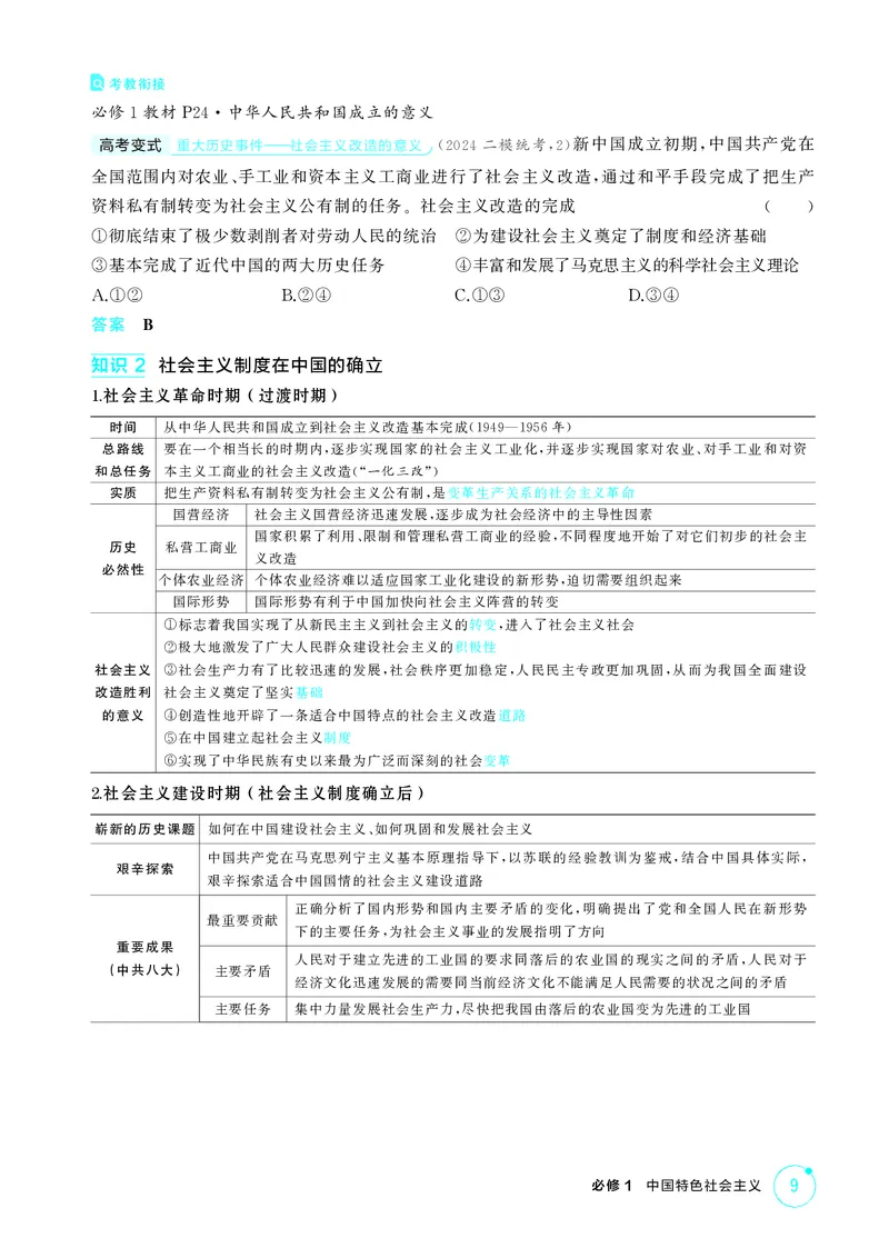 《1_精讲册第二课　只有社会主义才能救中国_2026版教学资源包_202653高考总复习A版_广东版_2026版.广东版.选考总复习.政治.5·3A版_一、图书电子教参_必修1中国特色社会主义_4_PDF教参电子书》第3页预览