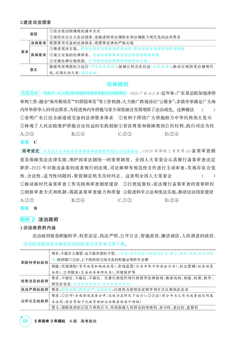 《1_精讲册第八课　法治中国建设_2026版教学资源包_202653高考总复习A版_广东版_2026版.广东版.选考总复习.政治.5·3A版_一、图书电子教参_必修3政治与法治_第八课法治中国建设_4_PDF教参电子书》第2页预览