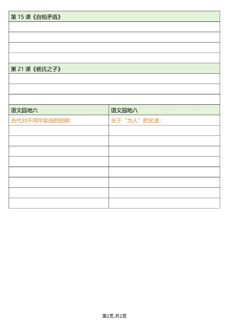 《五（下）语文必背内容默写单_5年级下册同步教辅_5下语文_五下语文重点必背资料》第2页预览