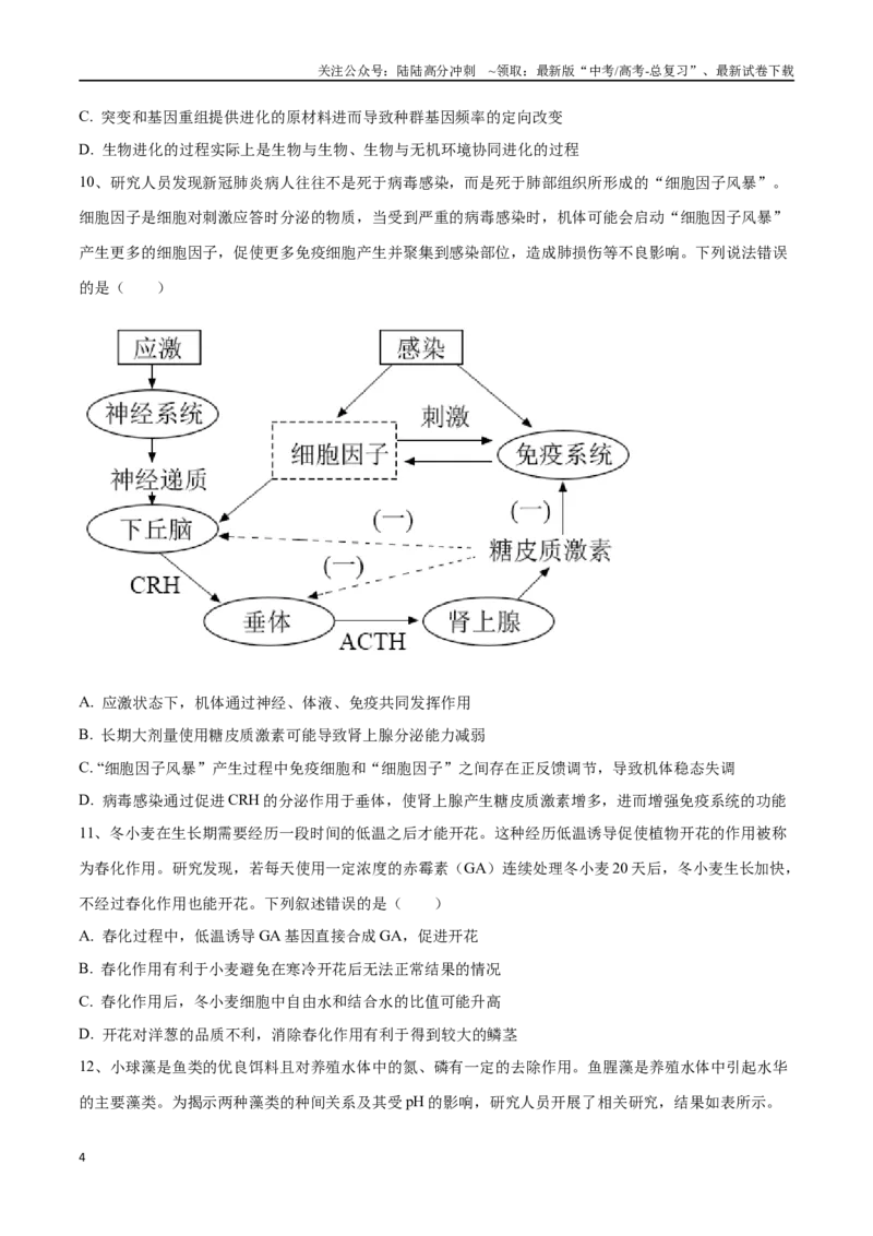 《黄金卷06（考试版）-2024年高考生物模拟卷（安徽专用）_06-生物-高考总复习_一轮复习_2024年_2024年高考生物一模拟卷（新高考七省专用）》第4页预览