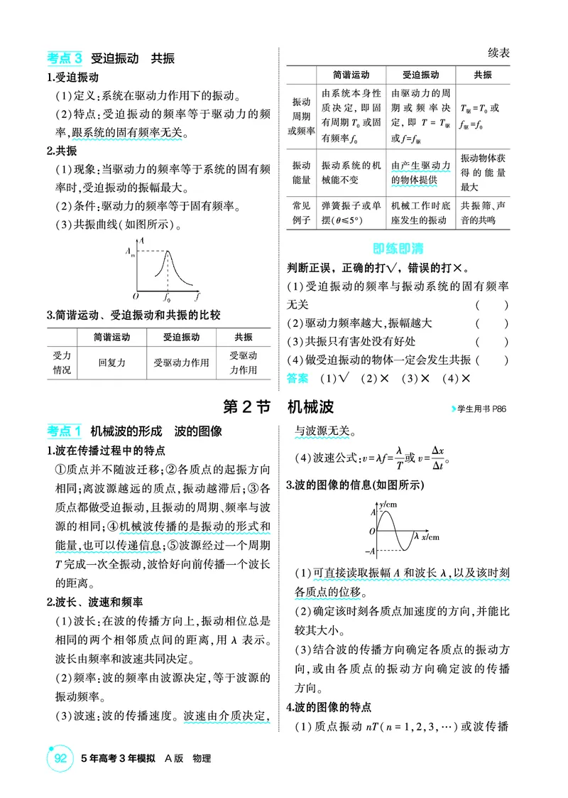 《1_精讲册PDF08-第8章机械振动　机械波_2026版教学资源包_202653高考总复习A版_新高考_物理_教师A版2026年.新高考版.物理.53_二、教师用书PDF_第8章机械振动机械波_2_精讲册PDF》第3页预览