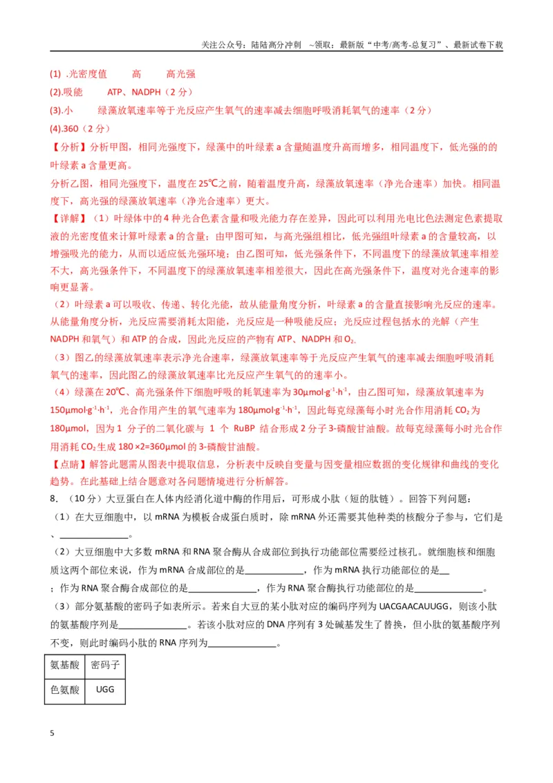 《黄金卷01（新教材理综）-2024年高考生物模拟卷（全国卷专用）（解析版）_06-生物-高考总复习_一轮复习_2024年_2024年高考生物一模拟卷（全国卷专用）》第5页预览