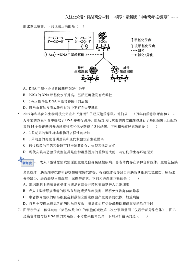 《高考生物一轮复习检测卷（黑吉辽蒙专用）（考试版）_06-生物-高考总复习_一轮复习_2026年-生物高考一轮复习_2026年高考生物一轮课件+讲义+练习（黑吉辽蒙专用）-G330》第2页预览