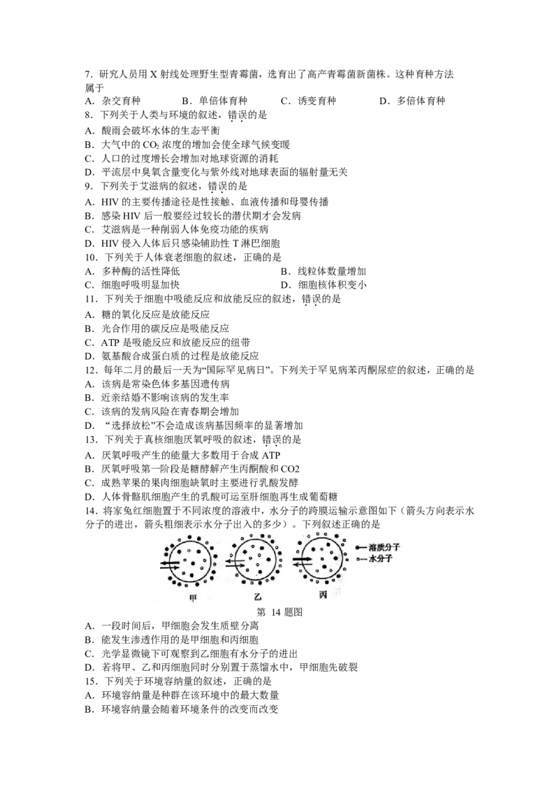 《2017年浙江省高考生物4月（原卷版）(1)_高考一二三轮复习_生物_2027年高考生物专项_2008年-2026年生物高考真题-G427_2008-2020年高考_地方卷_浙江高考生物08-21_A4word版》第2页预览