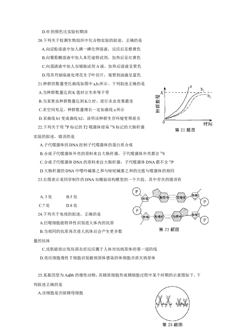 《2015年浙江省高考生物10月（原卷版）(1)_高考一二三轮复习_生物_2027年高考生物专项_2008年-2026年生物高考真题-G427_2008-2020年高考_地方卷_浙江高考生物08-21_A4word版》第3页预览