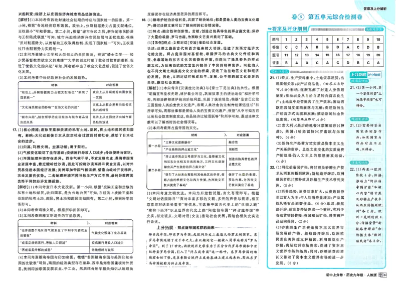 《2026秋《上分卷》9全历史答案及解析_2026秋初中教辅合集_2027上分卷_2026秋《上分卷》9全历史》第9页预览