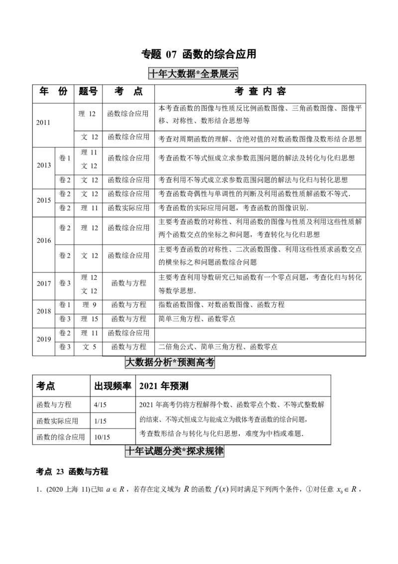《2011-2020年高考数学真题分专题训练专题07函数的综合应用（教师版含解析）_初高中资料库_高中资料库（转存避免链接过期失效）_高中数学》第1页预览