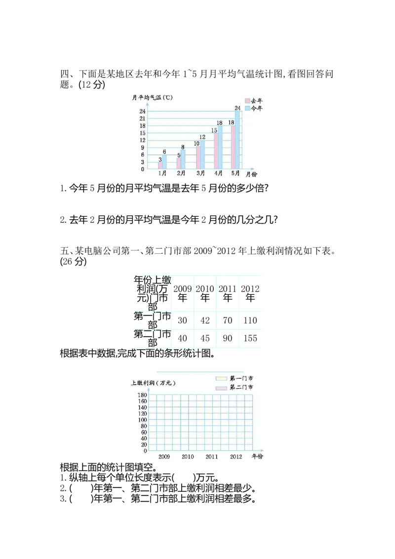 《五（下）青岛版数学第六单元测试卷.2_5年级下册同步教辅_5下数学_五下数学青岛63版试卷》第2页预览