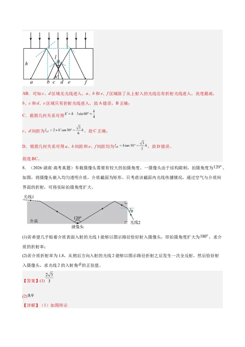 《专题14光学（3年汇编）（全国通用）（教师版）_地理_2027年高考地理专项复习_三年（2024-2026）高考物理真题分类汇编（全国通用）-C420》第9页预览